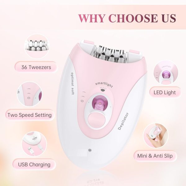 Daling Dl-6032 Cordless Ladies Epilator With 2-speed Adjustment, Painless Hair Removal Solution (Rechargeable)