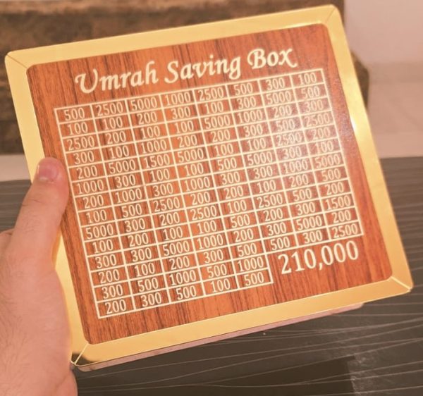 Best Quality Wooden Umrah Saving Box- Secure Lockable Design