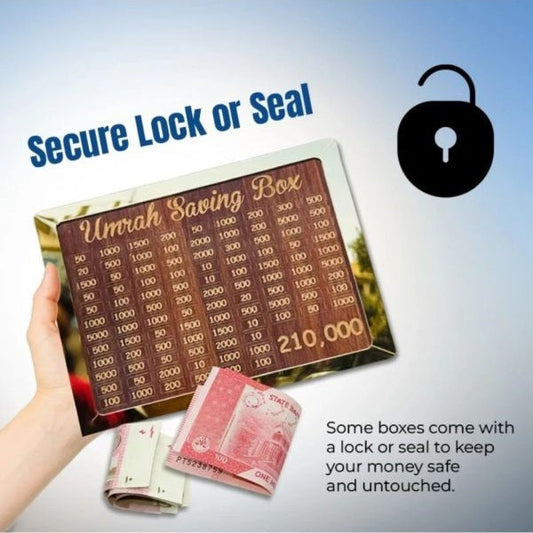 Best Quality Wooden Umrah Saving Box- Secure Lockable Design