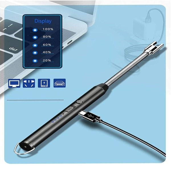 USB Rechargeable Flameless Arc Candle Lighter (Random Colors)