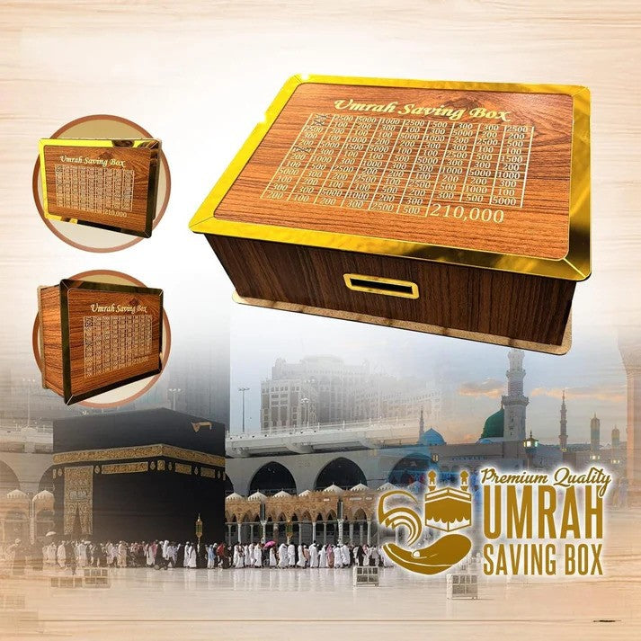 Best Quality Wooden Umrah Saving Box- Secure Lockable Design