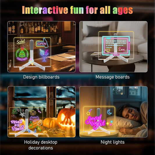 LED Light-Up Writing Board With 7 Marker For Kids – 15×15 cm