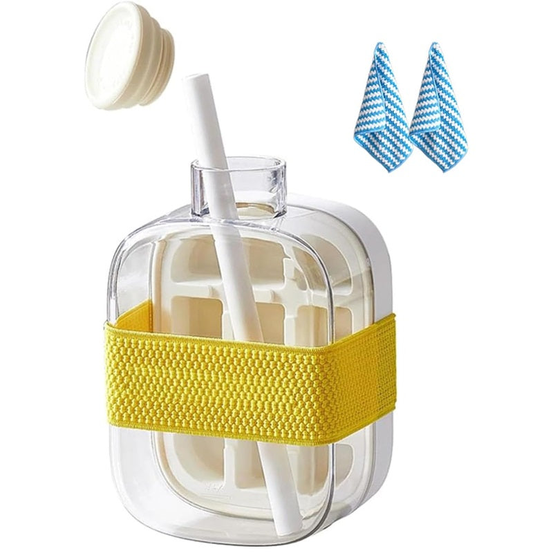 2 in 1 Touch-Free Ice Cube Tray Bottle with Straw & Lid