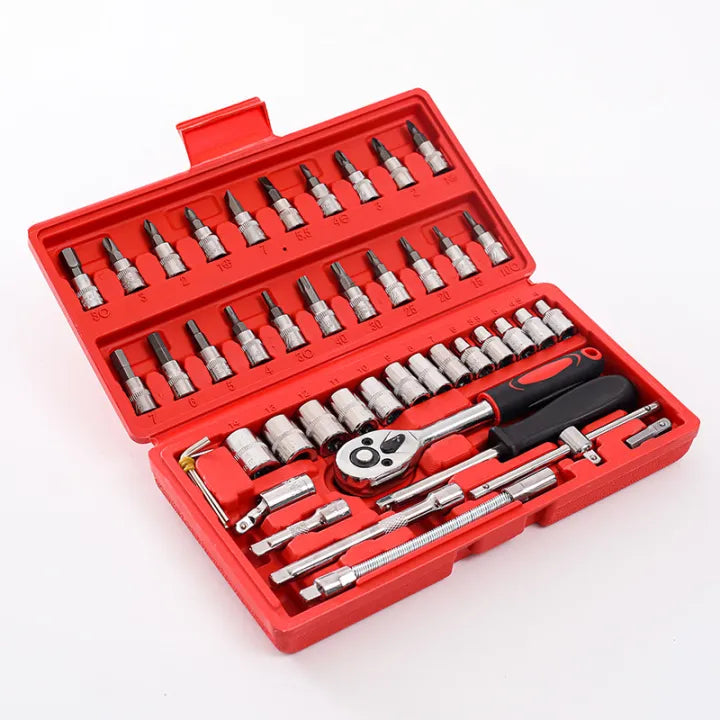 46-Piece Socket Wrench Set For Home, Car & Mechanical Repair