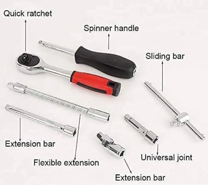 46-Piece Socket Wrench Set For Home, Car & Mechanical Repair