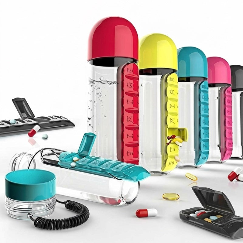 2-in-1 Medicine Organizer with Water Bottle