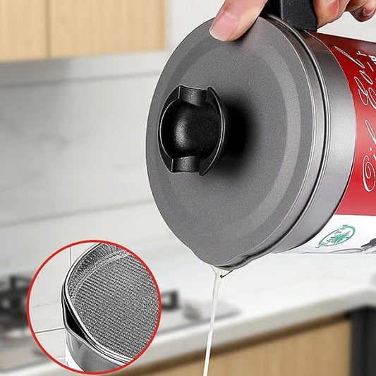 Premium Stainless Steel Oil Storage and Filtration with Lid 1.4L