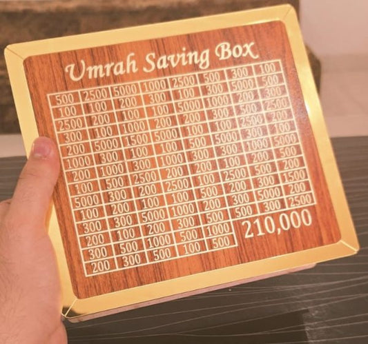 Best Quality Wooden Umrah Saving Box- Secure Lockable Design